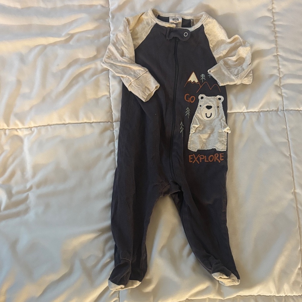 Gerber Navy and Cream Bear Footie
